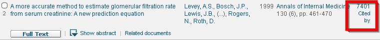 screenshot of scopus search results screen
