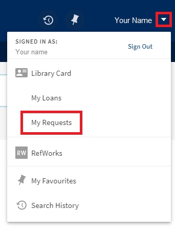 My Requests in your LibrarySearch account