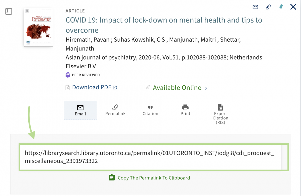 screen capture of the permanent link to the article "COVID 19: Impact of lock-down on mental health and tips to overcome."
