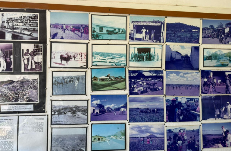 Wall of photos displayed at the Khama III memorial museum in Botswana