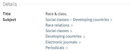 screenshot of subjects in journal record details 